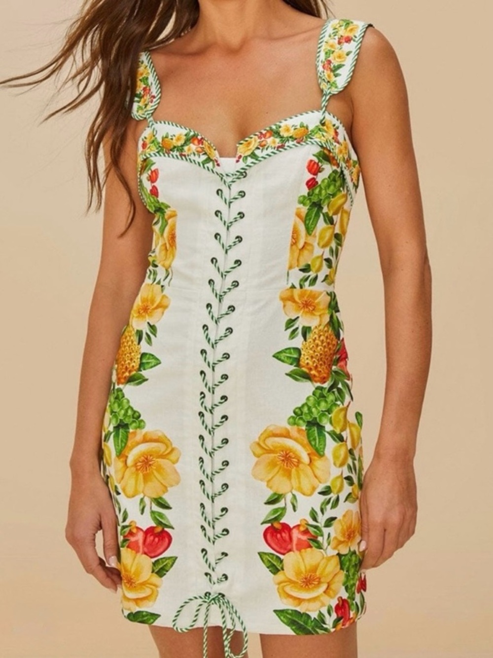 FARM Rio Picnic Flowers Off-White Lace-Up Mini Dress Size S
LENZING™